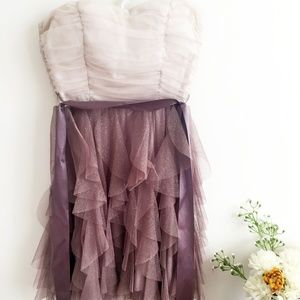 Glittery Two-Toned Short Formal Dress w/ Ruffles